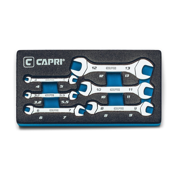 Slim Mini Open End Wrench Set, Metric, 32 to 13 mm, 6Pcs